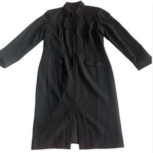 ROUIE 100% Wool Vintage Black Full Zip Long Sleeves Formal Office Women Dress 12